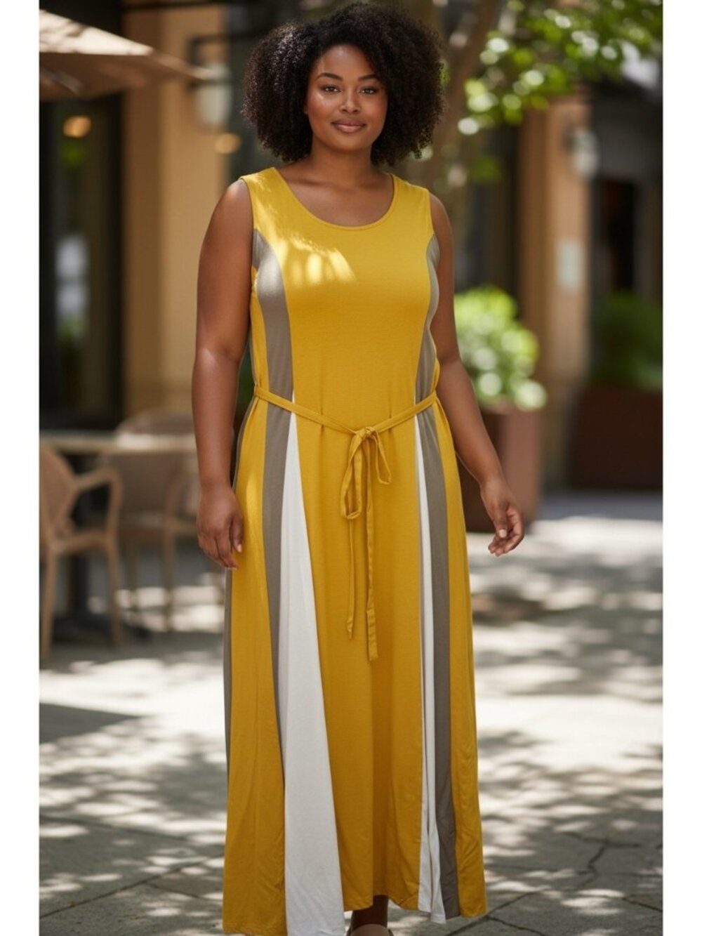 Jessica London Sleeveless Maxi Dress Yellow Size 20W Summer Party Wedding Boho